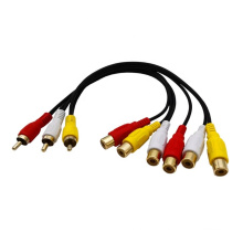 3 RCA Male Jack to 6 RCA Female Plug Splitter Audio Video Av Adapter Cable